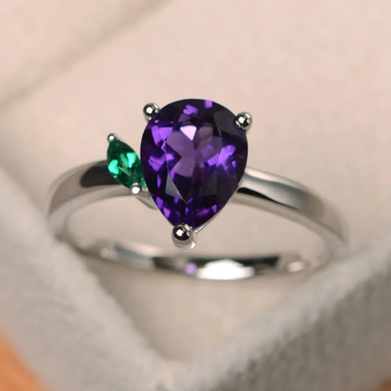 

Trendy Water Drop Pear Shaped Colorful Zircon Engagement Rings For Women Simple Chic Austrian Crystal Wedding Rings Jewelry
