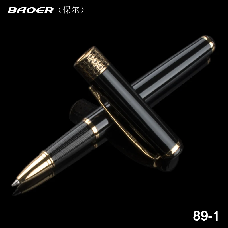 

Black Fat Barrel 0.5mm Rollerball Pen Baoer High-end Business Teacher Family Friends Gift Metal Roller Pens with a Gift Box