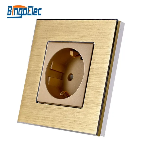 

EU standard golden aluminum panel socket, germany socket,220V,16A power socket,Hot Sale