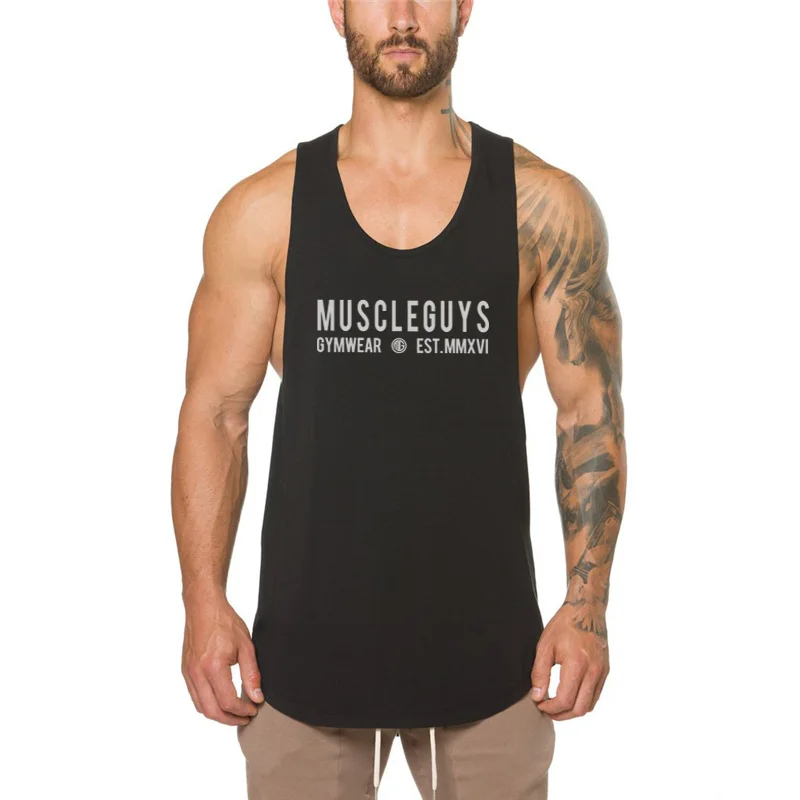 Muscleguys бренд одежда для фитнеса или бодибилдинга майка для тренировки майка для мускулистых мужчин тренажерные залы нижнее белье - Цвет: Черный
