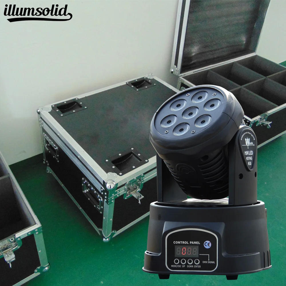 

8pcs/lot Flight Case Packed High brightness 7x12W LED wash Moving Head Light 7x12W wash dj disco lighting 60W Patterns Lights