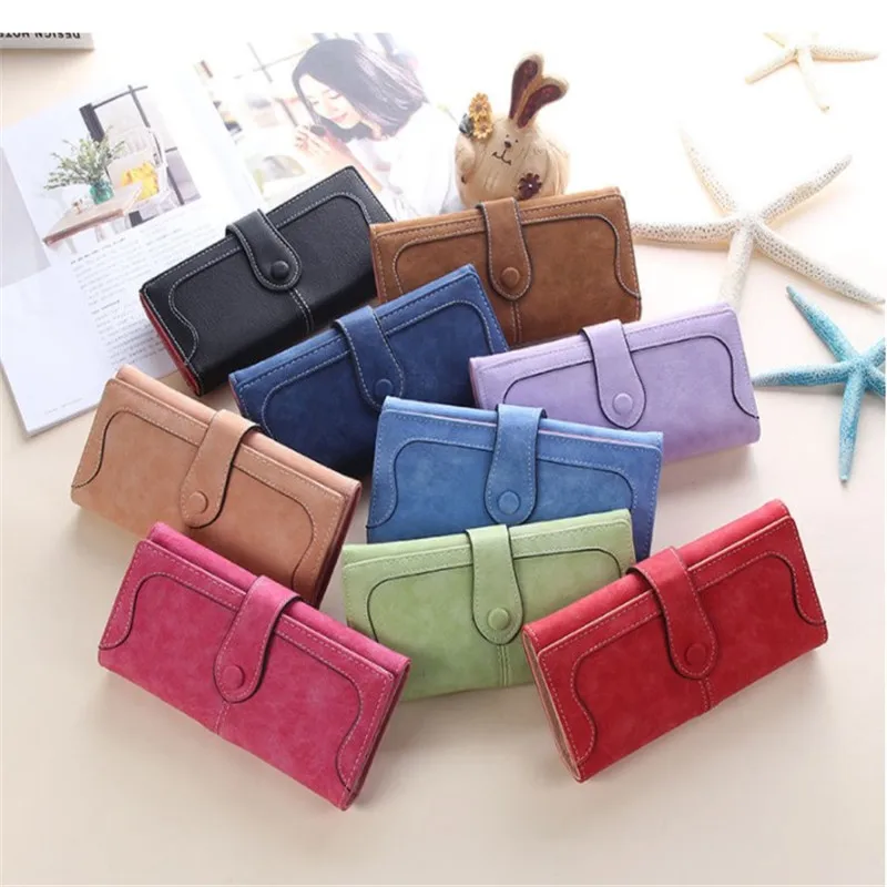 

Women Wallets Unistyle Fashion Vintage Matte Stitching Wallet Long Purse Casual Hasp Wallet High Quality New Arrival