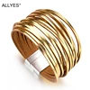 ALLYES-pulsera de cuero con tiras multicapa para mujer, brazalete de piel, Color dorado, estilo bohemio, 2022 ► Foto 2/6