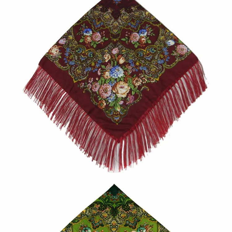 Зимний модный женский шарф с кисточками квадратный брендовый шарф с цветочным принтом женский шарф женские хлопковые шарфы 120-4
