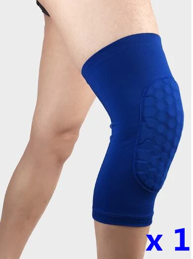 1 piece Blue Сотовые компрессионные гетры, баскетбольный наколенник, Футбольная поддержка, гетры, наколенники, протектор для безопасного спорта, защита голени, тренажерный зал - Цвет: 1 piece Blue