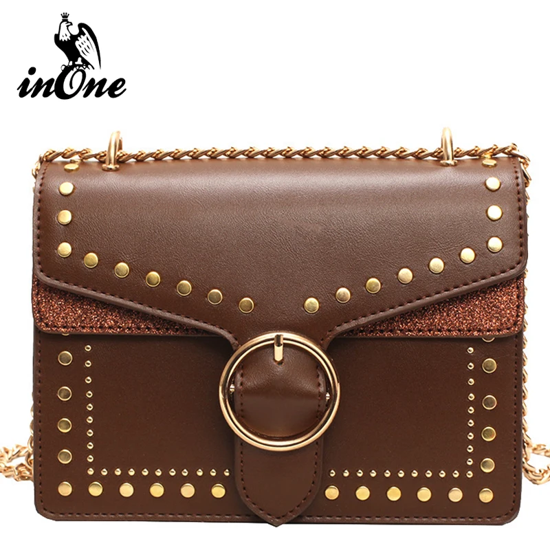 

Solid Color Riveting PU Leather Ladies Messenger Shoulder Crossbody Bags for Women 2019 Bolsa Feminina Cymka Purses and Handbags