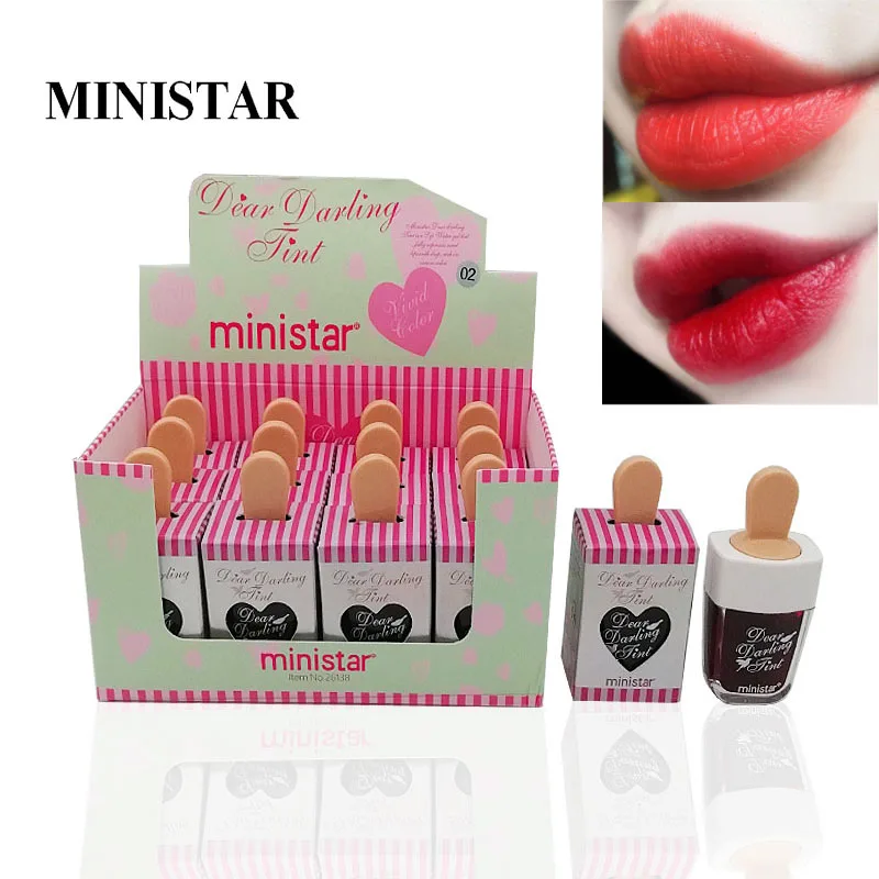 

Ministar ice cream lip tint 7.5ml moisturizing lip gloss waterproof long lasting sexy red liquid lipstick tattoo MT018