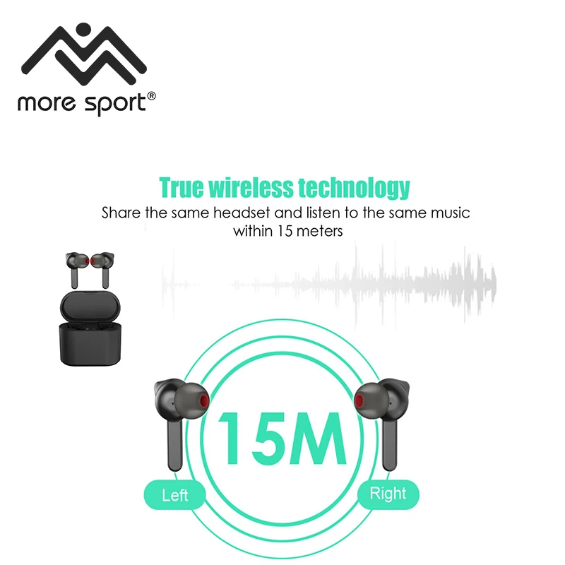 

2019 Newest MORESPORT Touch Control Bluetooth 5.0 Earphones TWS Mini Wireless Headset with Mic