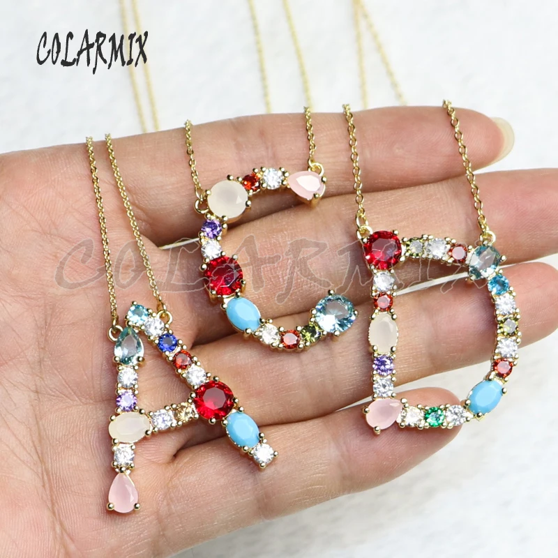 

5 pcs BIG SIZE letters necklace,alphabet necklace, crystal PENDANT necklace jewelry wholesale gems gift for women 5244