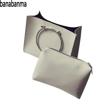

PinShang Fashion Women Hobo PU Leather Shoulder Bag Messenger Satchel Lady Metal Ring Handbag and Purse Bags for Women 2018 Z40