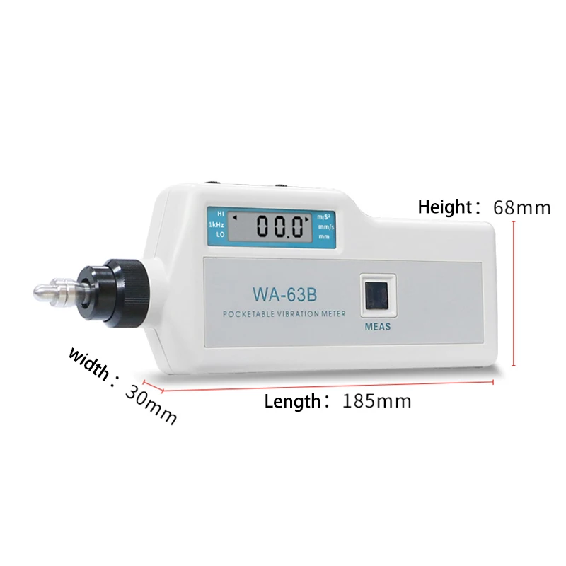 

Digital pocketable vibration meter 10HZ~1KHZ 0.1~199.9m/s Precision Vibration measurer Tester Gauge Analyzer vibrometer WA-63B