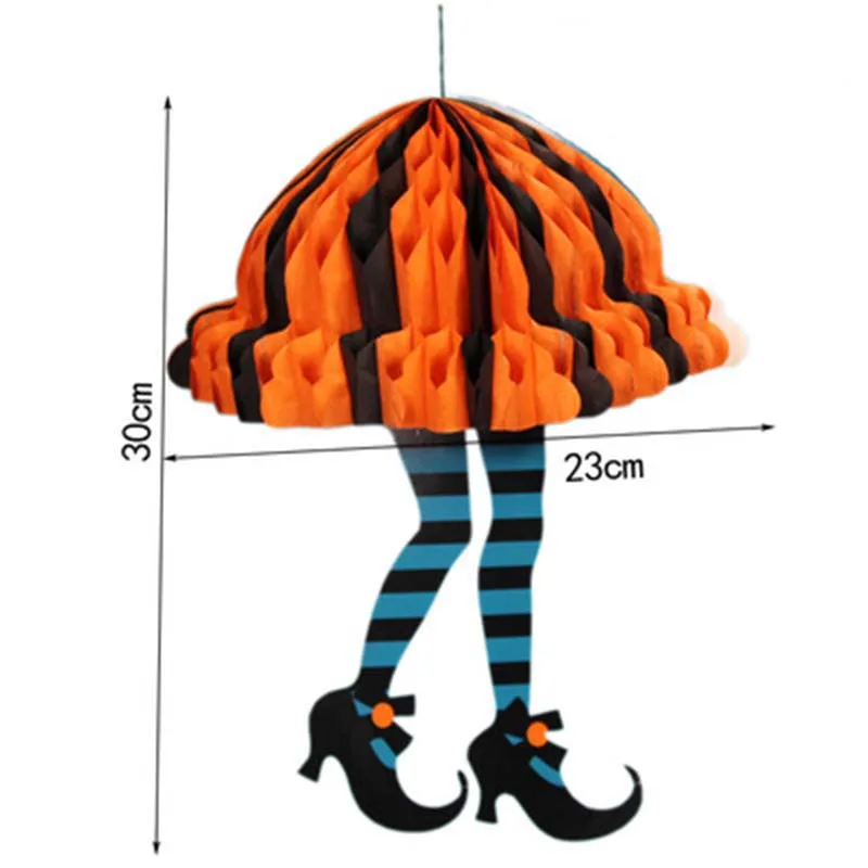 Ассорти ведьмы ноги ведьмы сапоги обувь с зонтиком форма помпон тканевый юбка Хэллоуин вечерние висячие украшения 1 шт - Цвет: orange