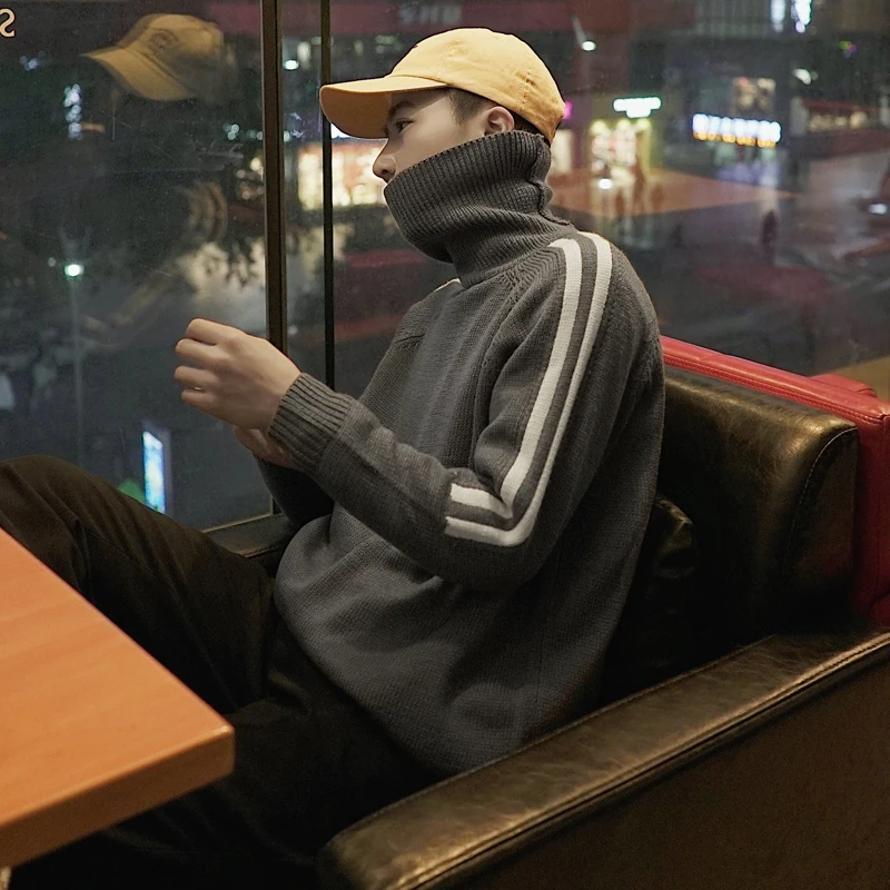 

Fashion Casual Men's Sweater Autumn And Winter New M-XL Stitching Wild Loose Pullover Tricolor Personality Youth Popular