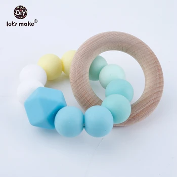 

Let's Make Baby Teether Chewable Silicone Beads Teething Ring Baby Toys Rattle Teethers Boys And Girls Gift Silicone Teethers