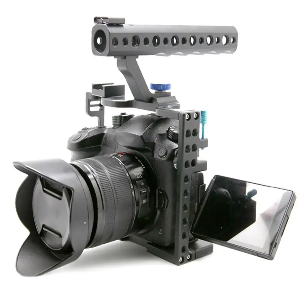 

HOT New Portable Aluminum DSLR Camera Cage Frame Top Handle Protector for Panasonic GH5