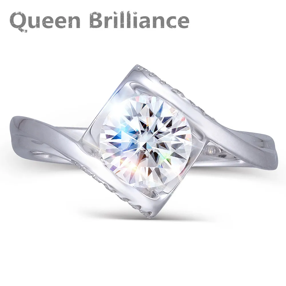 

Genuine 14K 585 White Gold 1ct Center 6.5mm F Color Round Brilliant Lab Grown Moissanite Diamond Engagement Ring for Women