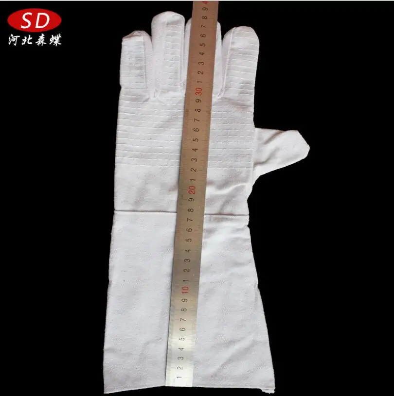 Высокое качество электрическая сварка холщовые двойные наполовину выстроченные длинные холщовые хлопковые холщовые перчатки