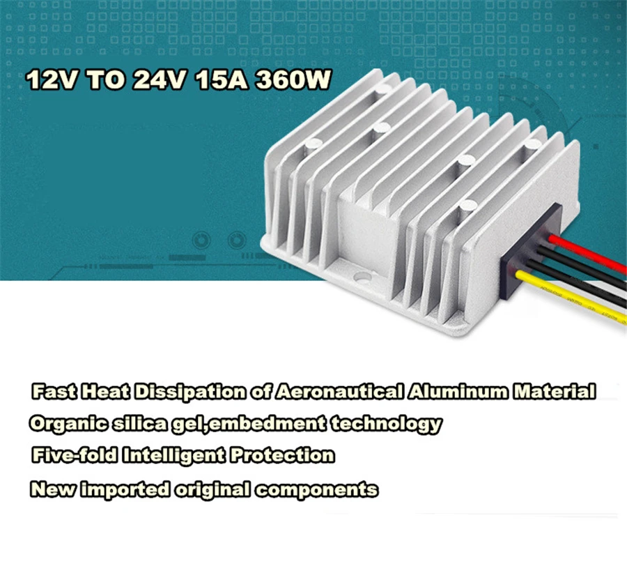 Универсальный повышающий преобразователь напряжения регулятор постоянного тока 12 В Шаг до 24 В 15а 360 Вт авиационный алюминиевый водонепроницаемый
