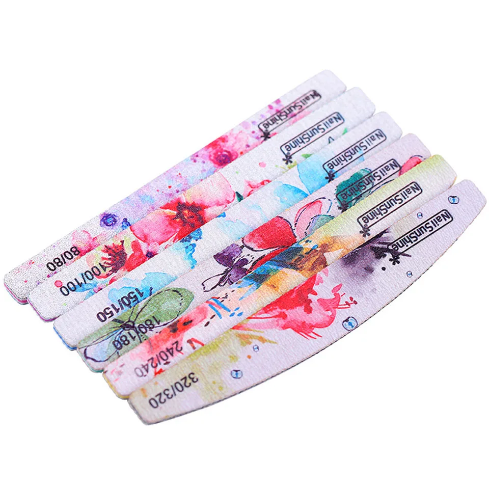 HYTOOS 25Pcs New EVA Nail File Buffing Flower Design Washable Polishing Sandpaper Nail Buffer Manicure File Nail Art Tools