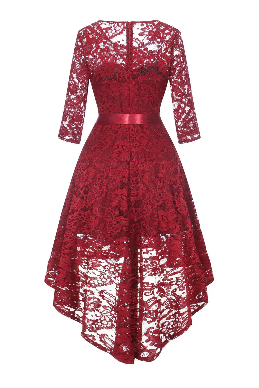 Gladiolus Hot 2018 Autumn Dress Women 34 Sleeve Sexy Lace Hollow Belt Tunic Midi Vintage Dress Evening Cocktail Party Dresses (12)