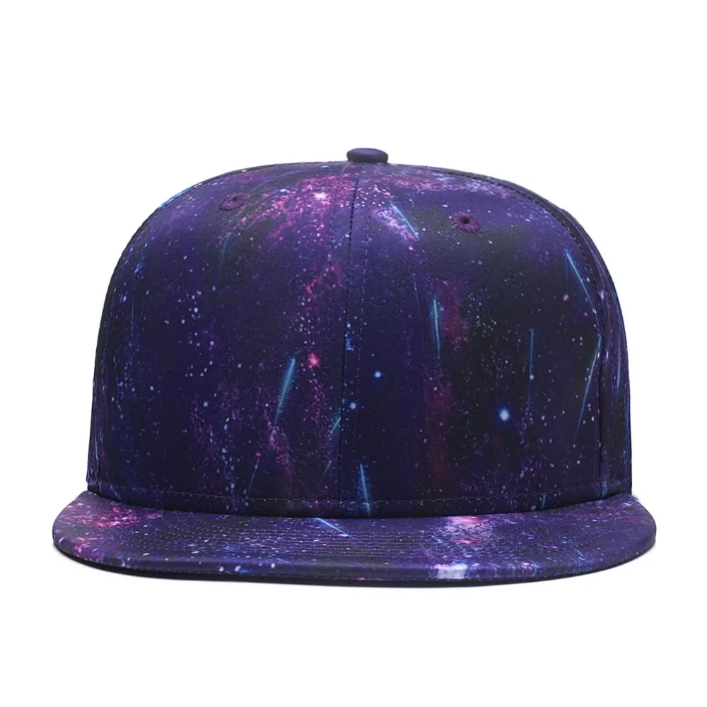 Кепка в стиле хип хоп Quanhaigou Snapback фиолетовая галактика с 3D принтом для папы