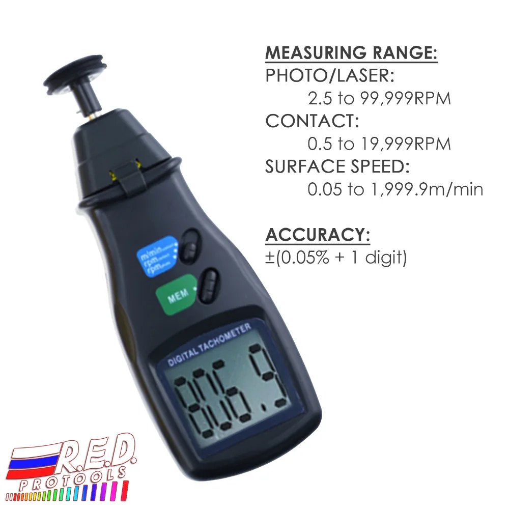 Portable Digital 2 in 1 LASER Sensor Photo & Contact Tachometer Tach