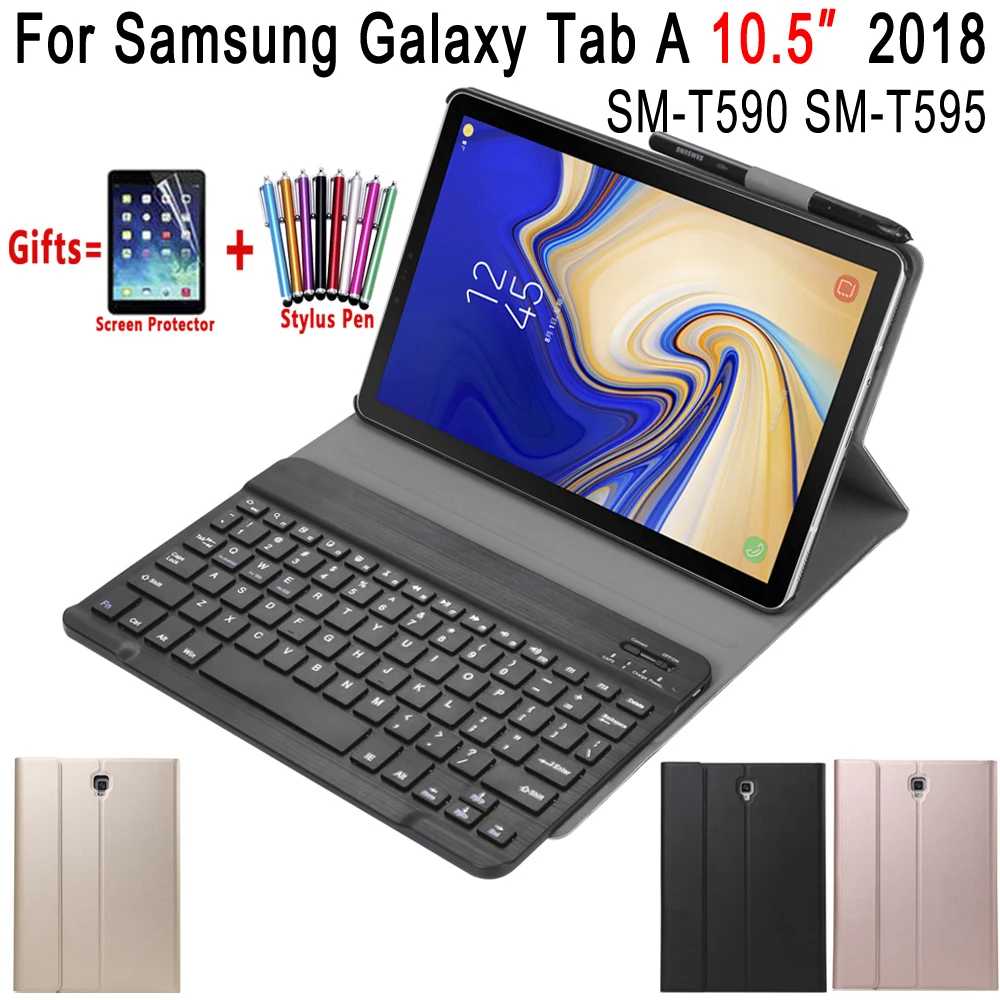 Кожаный чехол со съемной клавиатурой Bluetooth для Samsung Galaxy Tab A A2 10 5 2018 T590 T595 с