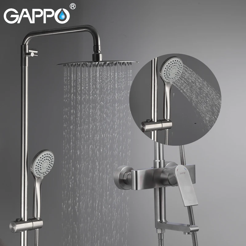 

GAPPO Shower System do anheiro taps chrome wall mounted shower faucet stainless steel bathroom rainfall shower bathtub faucet