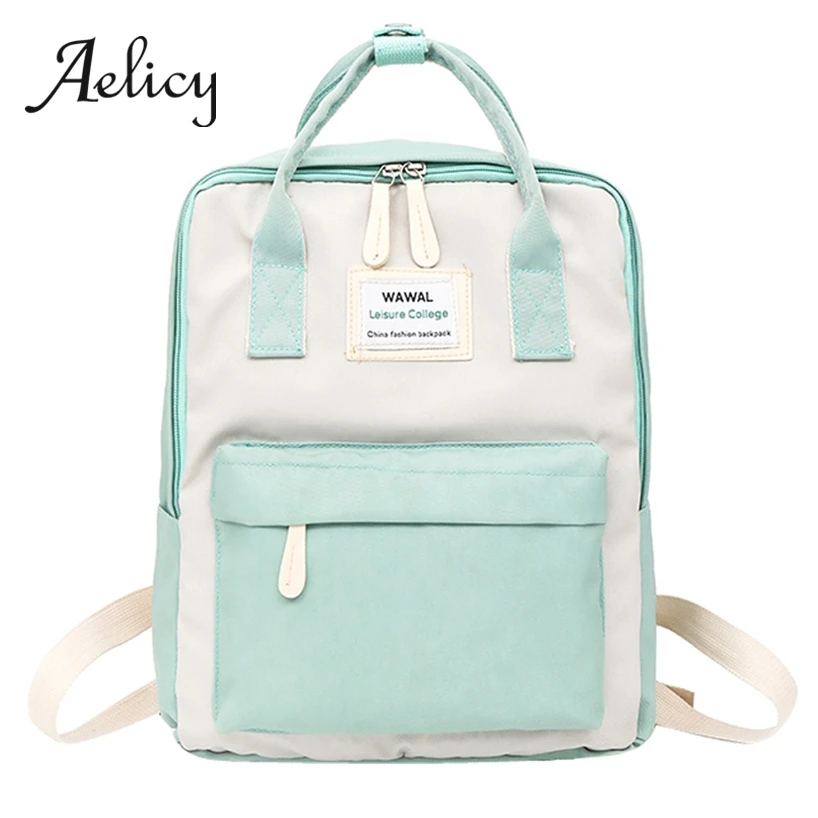 

Aelicy Youth Campus Style Students Canvas School Bag Candy Color Women Backpack Travel Laptop Bag Teenager Casual Tote Bag