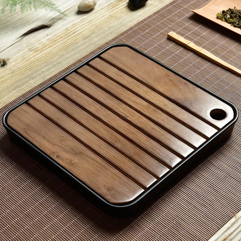 4 Models Square rectangular 32.5x19x4cm Big size High-grade imitationceramics Wooden Tea tray Drainage Water storage | Дом и сад