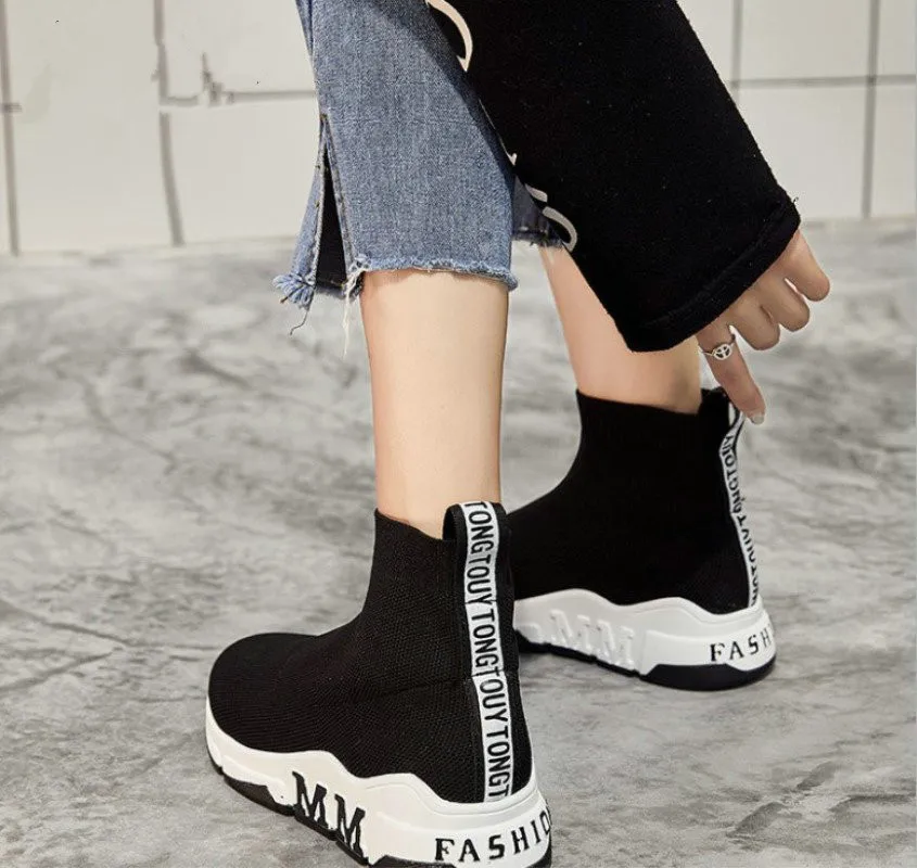 

Spring Running Shoes For Women High Top Socks Sneakers Women Breathable Sport Soft Barefoot Shoes Knitted Footwear Jogging
