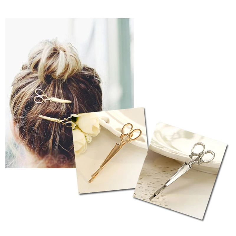 

1 pcs Fashion Women's Trendy Creative Scissors Hair Clip Golden Silver Color Hairpin Sweet Girls Hair Accessories Headwear
