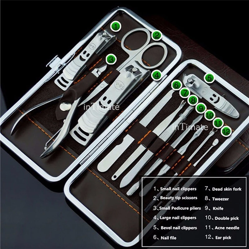 12 In1 Manicure Set Stainless Nail Clipper Kit Nail Care Set Nail