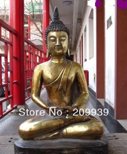 

001130 12"Classic Bronze Gild Thailand Sakyamuni Buddha Statue