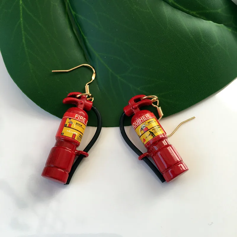 

1 Pair Crazy Exaggeration Fire Extinguisher Prevent Allergy Earrings Female Creative Jewelry Party Personality Funny Accessories