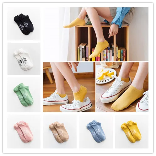1/7 Pairs Planned Women Casual Soft Funny Boat Socks Women Cotton Socks Solid Color Female Ankle Weekly Socks