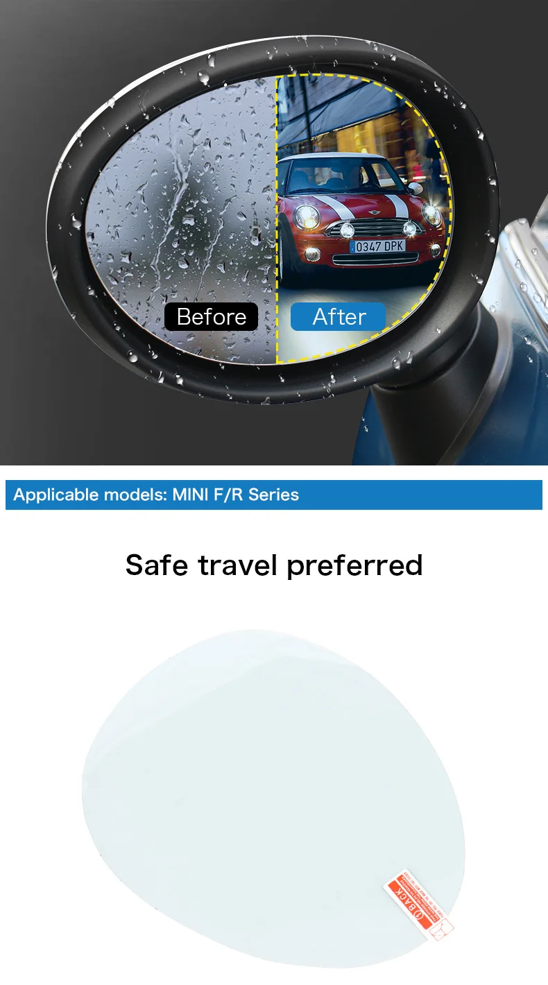 AMBERMILE Car Rearview Film Anti Fog Film Auto Rainproof Sticker for Mini Cooper R55 R56 R57 R61 F54 F55 F56 R60 F60 Accessories (2)
