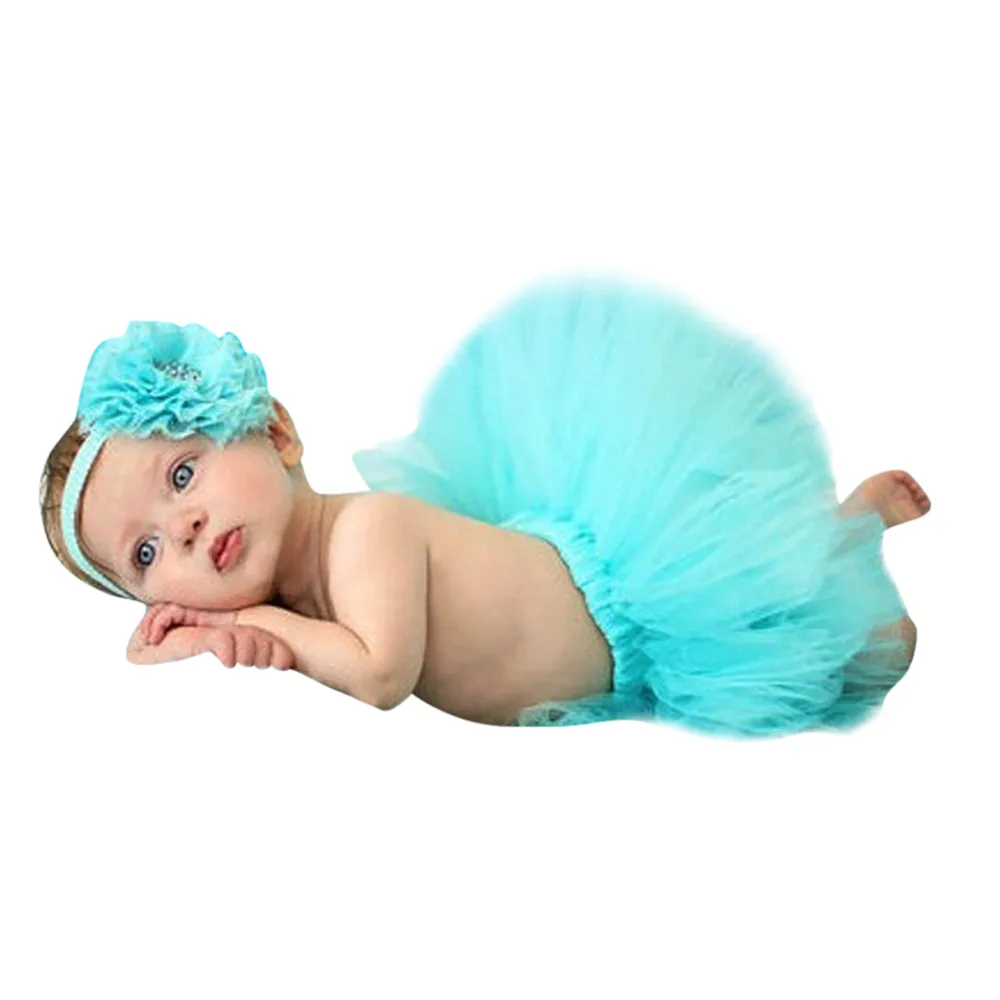 

LONSANT Newborn Baby Skirt Girls Kids 0-4 Months Tutu Skirt headband Set Clothes Toddler Baby Anniversary Photo Prop Outfits