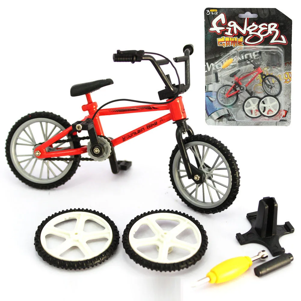 Сплав Мини-палец BMX игрушки ручной горный велосипед модель с запасными шинами инструменты велосипед Детские игрушки случайный цвет