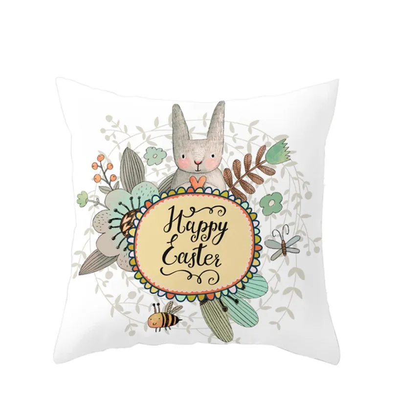 Easter Rabbit Print Pillow Cushion Case Polyester Sofa Car Cushion Cover Home Decor 2019 new product hot sale #3m11 (10)