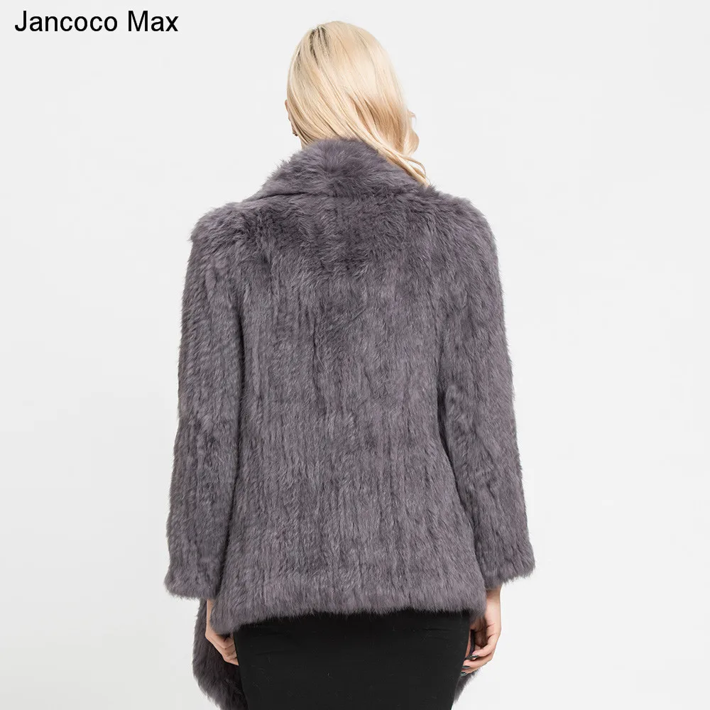 Jancoco Max Толстая Вязаная Мягкая 2019 женская шуба из кроличьего меха зимняя теплая
