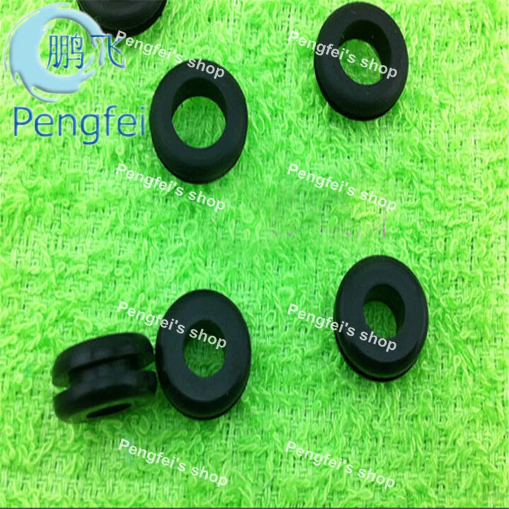 200pcs Inner diameter 6.3mm opening hole 9.5mm GM-10 Silicone Rubber Grommets ring with black color