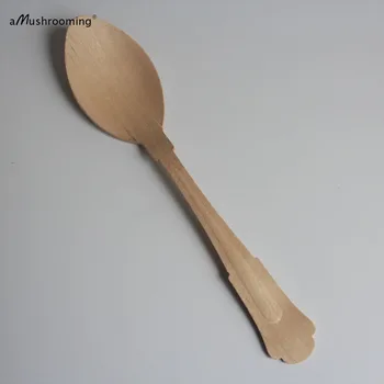 

Wholesale 2000 pieces Eco-Friendly Super Large Disposable Wooden SPOON 20cm Flatware cutlery birch wood dessert