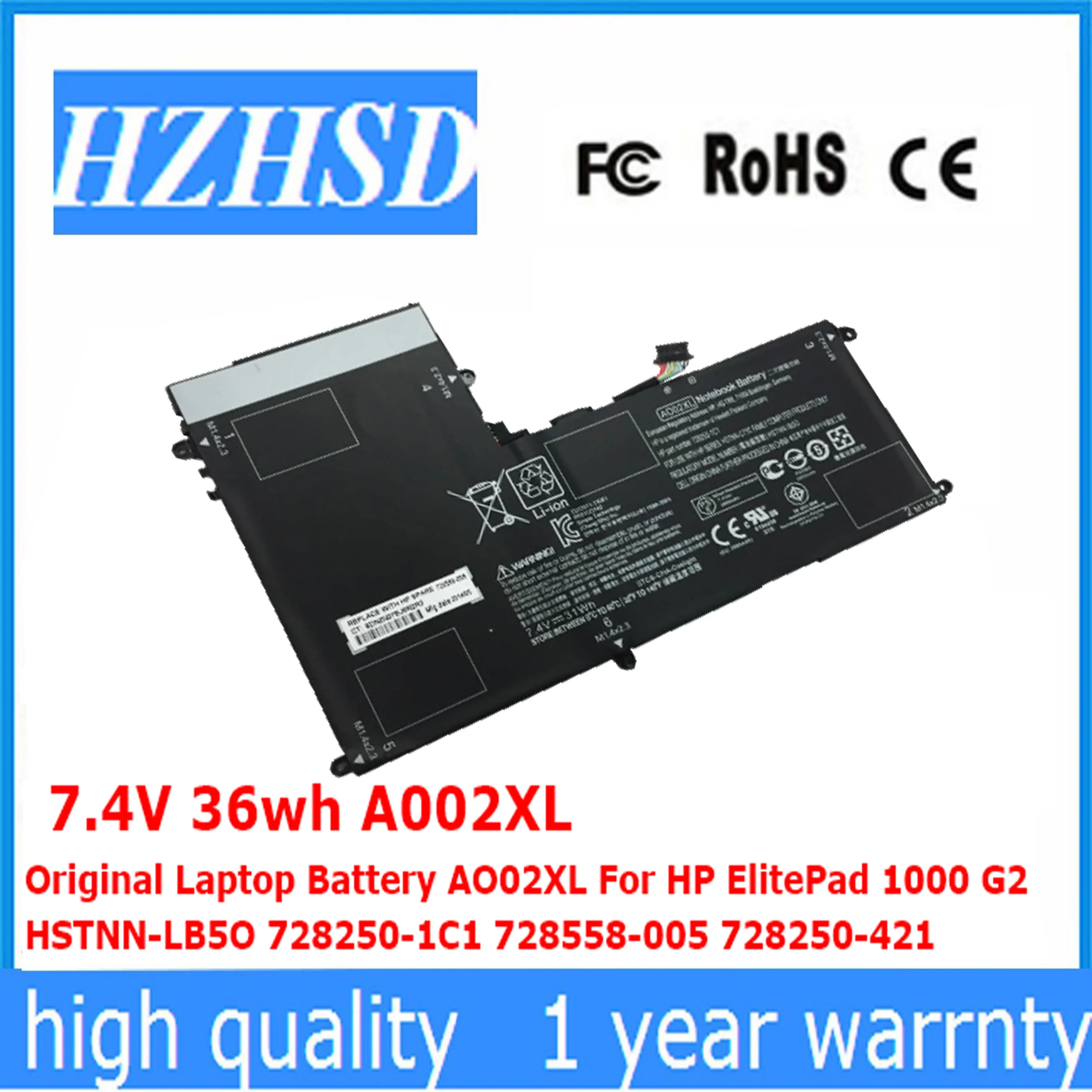 7 4 В 36wh A002XL оригинальный ноутбук Батарея AO02XL для HP ElitePad 1000 G2 HSTNN-LB5O 728250-1C1 728558-005