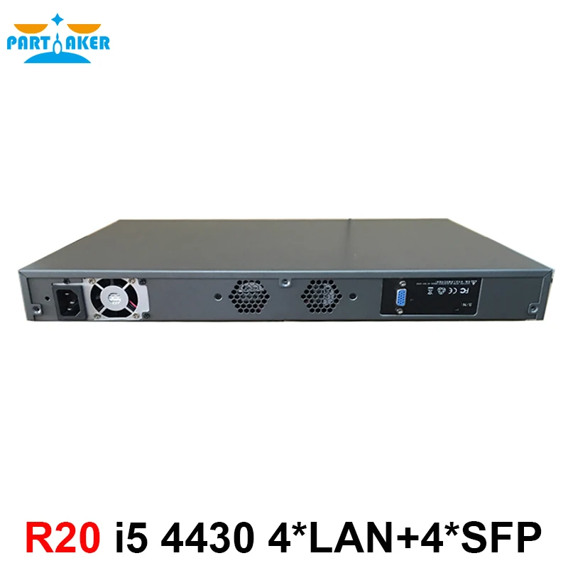Firewall 1U case server router with 4 SFP intel i350 4*82574L Gigabit lan Intel Core i5 4430 3.0Ghz ROS Wayos etc 2G RAM 32G SSD