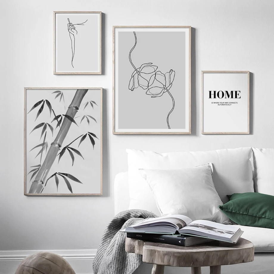 

Watercolor Bamboo Leaf Flower Girl Quotes Wall Art Canvas Painting Nordic Posters And Prints Wall Pictures For Living Room Decor