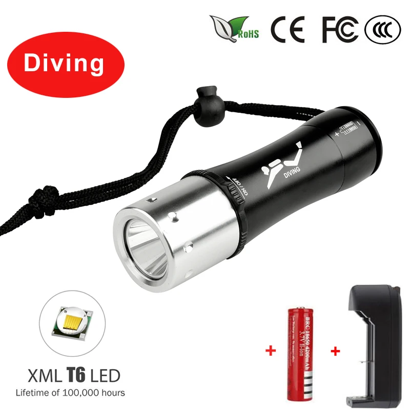 

5000Lm XM-L T6 Waterproof Diving Flashlight Dive Underwater 80 Meter LED Torch Lamp Light Camping Lanterna use 18650 Battery z50