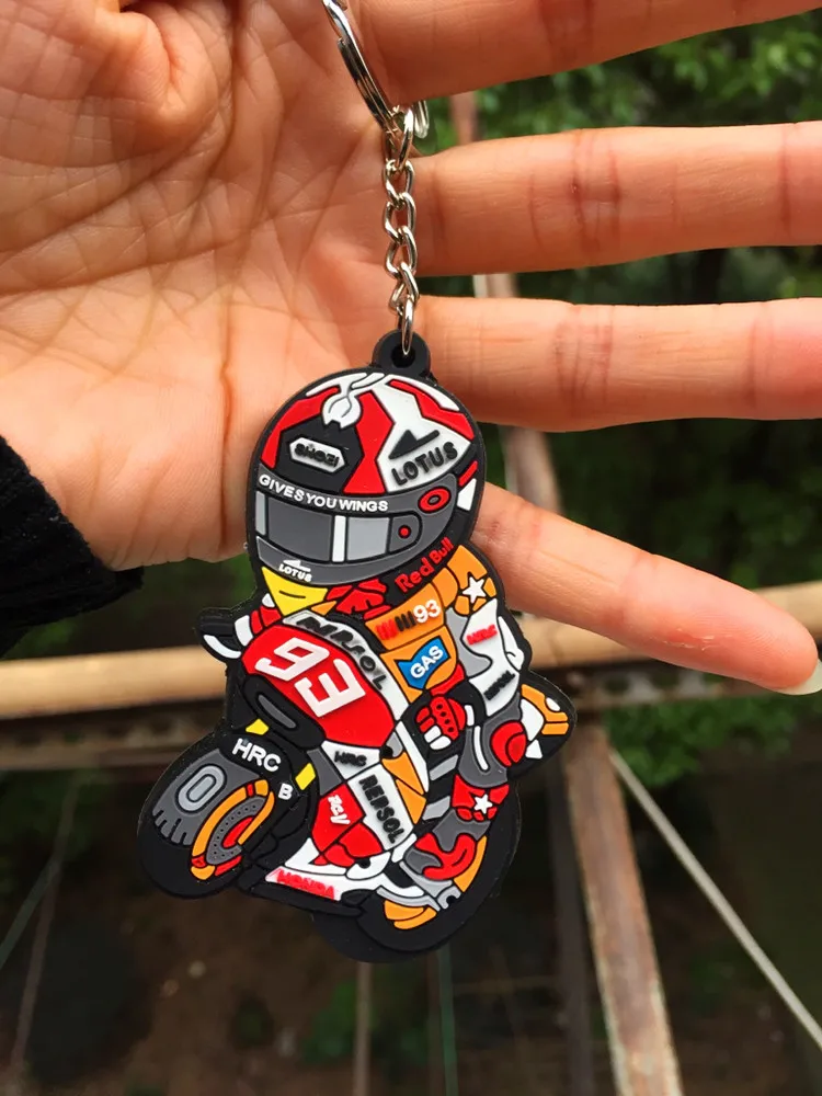 Motorcycle Rossi 93 Helmet Keychain Keyring Key Chain Rubber Key Ring