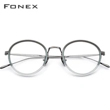 FONEX Pure B титановые оптические женские очки, винтажные круглые очки, оправа для мужчин, близорукость, очки по рецепту, корейские очки 853