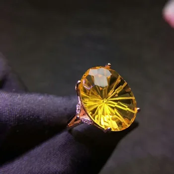 

shilovem 925 sterling silver Piezoelectric citrine Rings fine Jewelry women trendy wedding open 12*16mm jcj121601agj